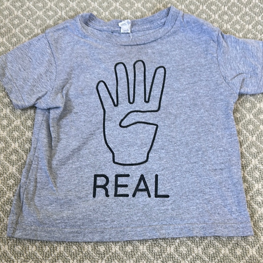 Gray Kids 4 year old T-Shirt with Hand Print